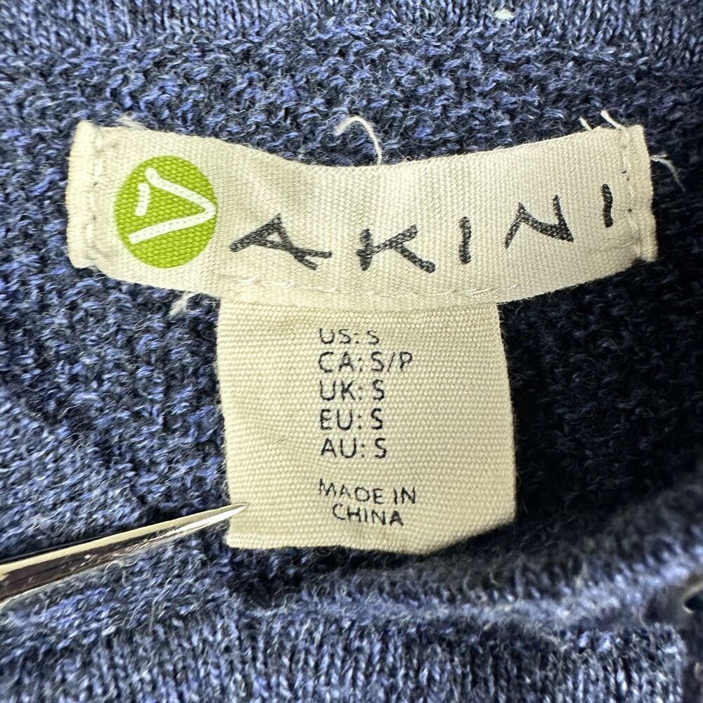 Akini Anthropologie Knit Hoodie Sweater Womens S Blue Yoga Gym Coastal Tunic - Picture 4 of 14
